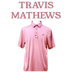 Men’s TravisMathew Zinna Polo Short Sleeve Shirt Heather Cardinal Large